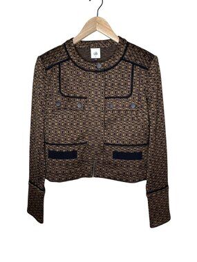 Cabi Womens 2023 Director Jacket Brown Black Geometric Blazer Small Style 4494